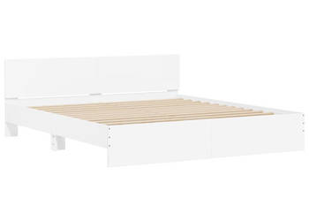 Rama łóżka z wezgłowiem i LED biała 200x200 cm WM-3207581