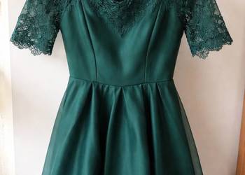 ? Zielona elegancka sukienka koktajlowa koronka S