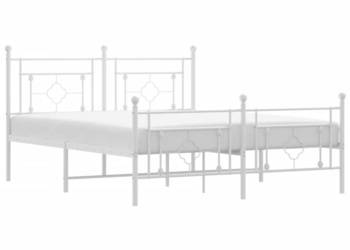 Łóżko Metalowe Białe Rama Łóżka Ze Stelażem Biała 160x200 cm WM-374409