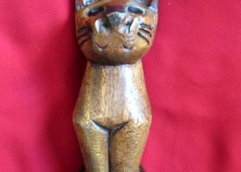KOT - Drewno Stara Figurka rzeźba - Indonezja - 20,5 x 5,5 x 5 cm