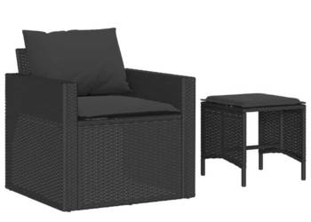 4-cz. zestaw wypoczynkowy do ogrodu poduszki czarny rattan PE WM-366359