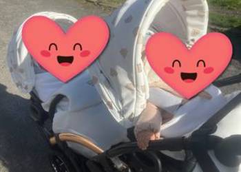 Wózek bliźniaczy Junama glow 2 w 1 biały