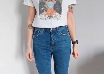 biały T-shirt z Fridą, rozmiar S, covid, maseczka, koszulka