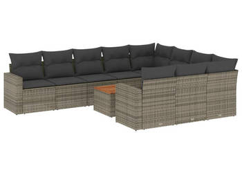 11-cz. zestaw mebli ogrodowych z poduszkami szary rattan PE WM-3256634