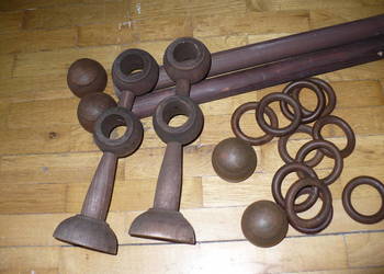 Karnisz drewniany 1,80 m podwójny brązowy