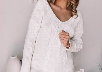 Długi Sweter Braid Ecru