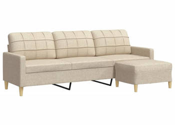 3-osobowa sofa z podnóżkiem kremowa 210 cm tkaniną WM-3278251