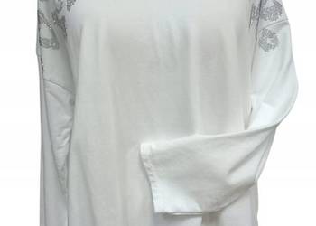 Bluza damska CEKINY biala asymetryczna -biust 128cm