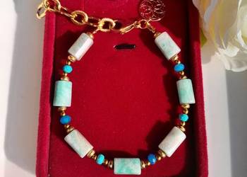 Bransoletka z kamienia naturalnego Amazonit, apatyt, turkus