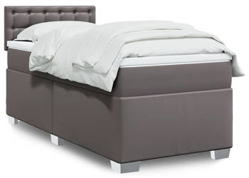 Łóżko kontynentalne z materacem szare ekoskóra 80x200 cm WM-3286098