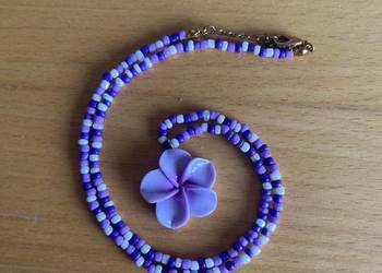 ? Fioletowy Choker z Kwiatuszkiem – 100% Rękodzieło (Handmade)