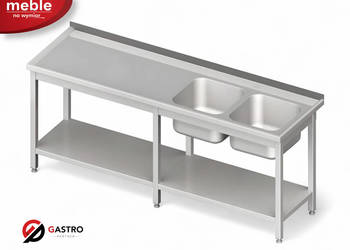 Stół ze zlewem dwukomorowym i półką 2500x700x850 mm