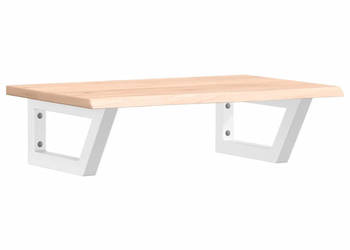 Półka ścienna pod umywalkę stal i lite drewno dębowe WM-3302542