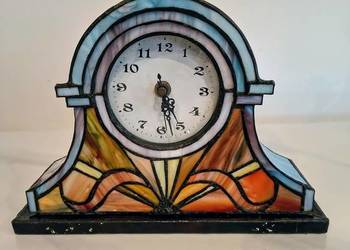 Zegar witrażowy kominkowy, stołowy Tiffany