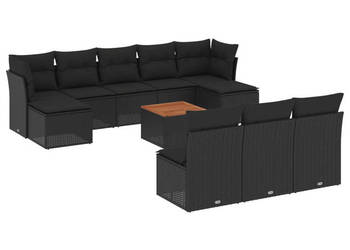 11-cz. zestaw wypoczynkowy do ogrodu poduszki czarny rattan PE WM-3256195