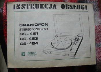 Instrukcja i schemat gramofonu Unitra Fonica stereo GS 461 - 464