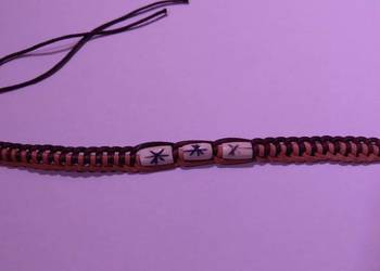 Pleciona bransoletka makrama rzemyki brązowa koraliki HANDMADE wysyłka