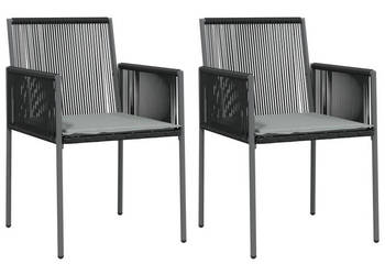Krzesła ogrodowe z poduszkami 2 szt. czarne 54x605x835 cm WM-364102