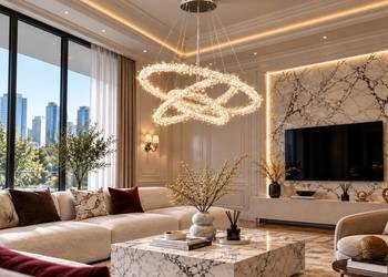 Żyrandol ICE XL Kryształowy LED Srebrny Lampa Sufitowa Ring 80/60/40 cm