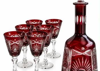 Karafka i kieliszki kryształ Bohemia vintage