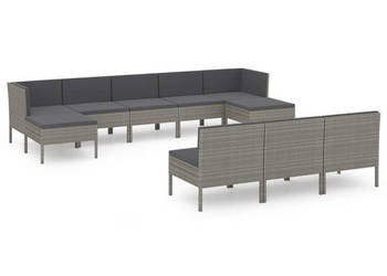 10-cz. ogrodowy zestaw wypoczynkowy poduszki rattan PE szary WM-3094570
