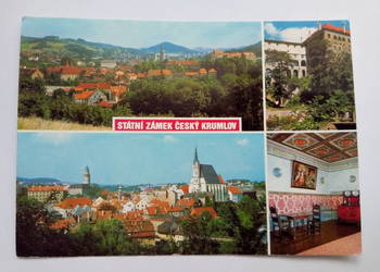 Pocztówka Zamek Czeski Krumlow z 1990r. + Znaczek