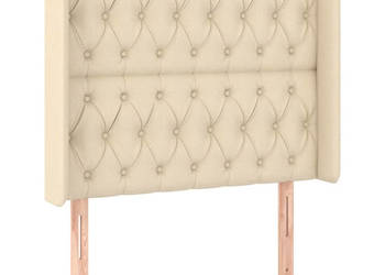 Zagłówek do łóżka z LED kremowy 103x16x118/128 cm tkanina WM-3124379