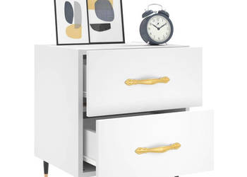 Szafka nocna biała 40x35x475 cm materiał drewnopochodny WM-827260