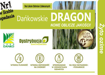 Kwalifikowane nasiona siewne żyto Dańkowskie DRAGON C/1