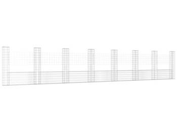 vidaXL Ogrodzenie gabionowe z 8 słupkami, żelazo, 860x20x150 cm(SKU:151288)