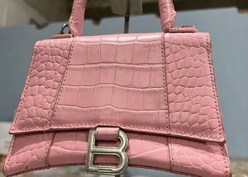 BALENCIAGA Mała torba typu tote z efektem krokodylej skóry Hourglass