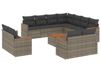 vidaXL 12-cz. zestaw mebli ogrodowych z poduszkami, szary(SKU:3258910)