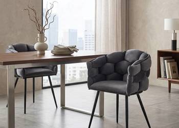 Czarne Krzesło Tapicerowane Aya, Wysyłka 24H, Dostawa 0zł!