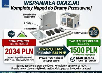 Napęd do bramy przesuwnej Nice Master 600 Home + 3m listwy + akcesoria