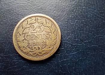 Stare monety 25 cent 1912 Holandia srebro