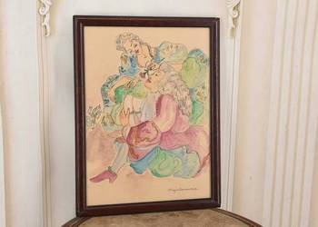 Maja Berezowska - Miłosna Scena - Zakochana Para Akwarela Na Papierze Obraz