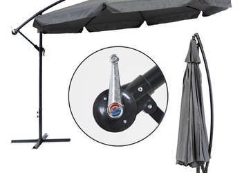 Parasol ogrodowy duży na wysięgniku składany 3,5 m szary MultiGarden