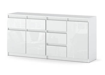 Komoda Do Sypialni Salonu Duża 160cm Szafka 5 Szuflad Duża Biały Połysk