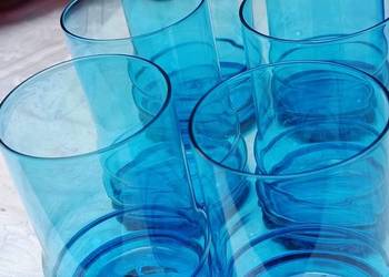 Szklanki niebieskie 6 sztuk. Huta Sudety