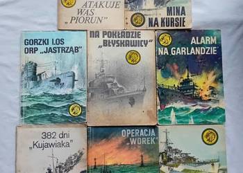 Zestaw 8 ksiażeczek z serii Żółty Tygrys z lat 1974-87. Tematyka Morska.