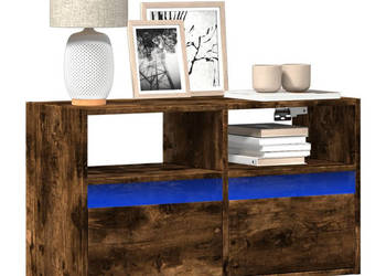 Ścienna szafka TV z LED przydymiony dąb 80x31x45 cm WM-852331