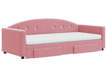 Sofa rozsuwana z szufladami różowa aksamit 90x200 cm WM-3197376