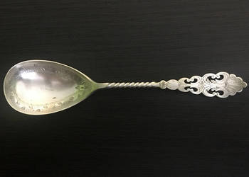 Srebrna, bardzo stara łyżeczka do cukiernicy