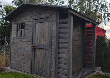 Domek narzędziowy 2,5 x 2m + drewutnia 0,5 x 2m, wiata schowek na drewno