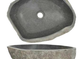 vidaXL Umywalka z kamienia rzecznego, owalna(SKU:146214）