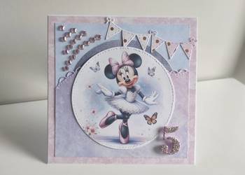Kartka urodzinowa ręcznie robiona Myszka Minnie