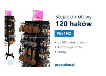 Obrotowy stojak sklepowy z perforacją + haki 120 szt | czarny stojak