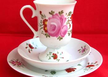Piękny zestaw śniadaniowy TRIO # RÓŻA WSCHODNOFRYZYJSKA # Gustaw Warnecke