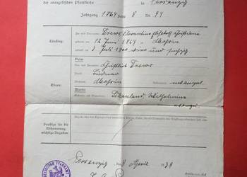 ( 643 ) Dokument niemiecki z m. Parsęcko gm. Szczecinek