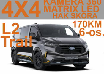 Ford Transit Custom Trail 4x4 170KM L2 6-os. Kamera 360 Hak Skóra Matrix L…
